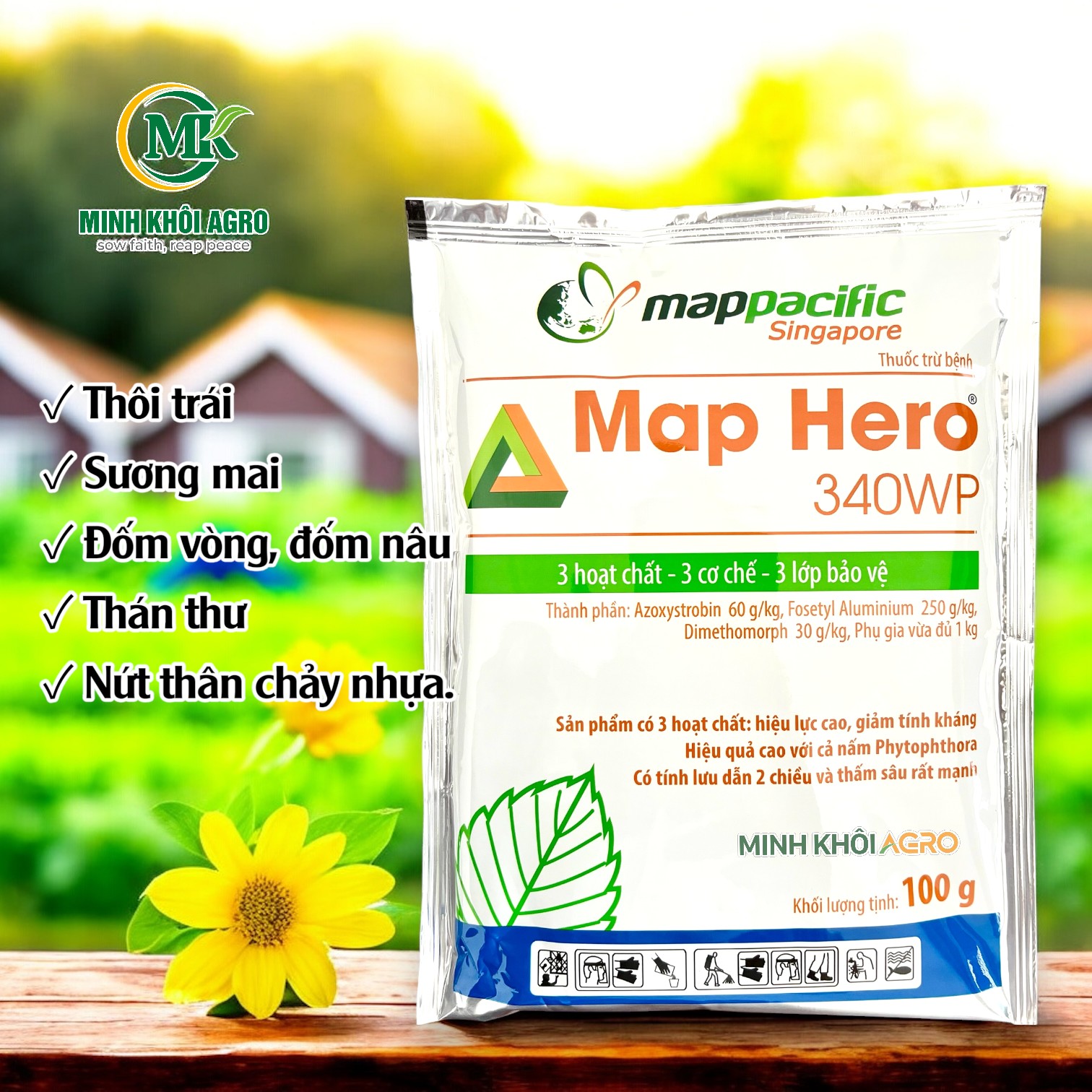 Thuốc trừ bệnh Map Hero 340WP - Gói 100g